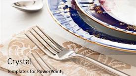  Presentation with food poisoning fine - PPT theme enhanced with formal table settings - two forks on napkin background and a  colored foreground