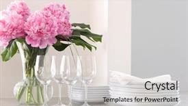  Presentation with napkins - Presentation theme featuring formal table settings - white plates napkins wine glasses background and a light gray colored foreground