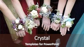  Presentation with prom - Cool new PPT layouts with ball gown - girls with corsage flowers backdrop and a tawny brown colored foreground