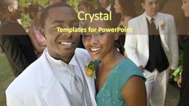  Presentation with couple dance - Colorful presentation theme enhanced with couple standing outside school dance backdrop and a tawny brown colored foreground