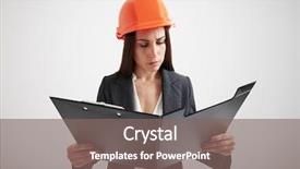  Presentation with woman in under wear - Colorful slides enhanced with formal wear and hard hat backdrop and a gray colored foreground