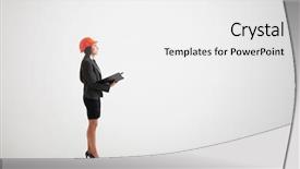  Presentation with woman in under wear - Cool new PPT theme with formal wear and hard hat backdrop and a white colored foreground