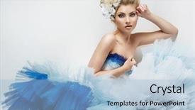  Presentation with formal - PPT theme enhanced with formal women dress - beautiful young woman background and a light blue colored foreground