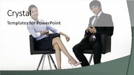  Presentation with couple - Cool new presentation design with formal women dress - business couple backdrop and a white colored foreground