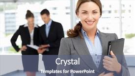  Presentation with superhero businesswoman - Theme enhanced with formal women dress - confident businesswoman background and a ocean colored foreground