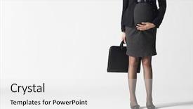  Presentation with formal - PPT theme consisting of formal women dress - lowsection of a pregnant businesswoman background and a white colored foreground