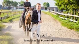  Presentation with horse riding - Audience pleasing presentation theme consisting of formally are riding their horse backdrop and a  colored foreground