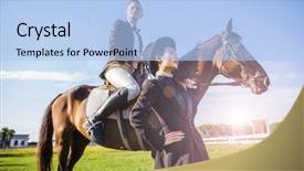  Presentation with horse riding - PPT theme with formally are riding their horse background and a  colored foreground