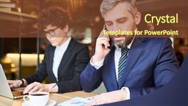  Presentation with trader - PPT theme enhanced with formalwear consulting one of client background and a tawny brown colored foreground