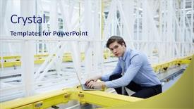  Presentation with net - Colorful slides enhanced with formalwear searching for necessary data backdrop and a sky blue colored foreground