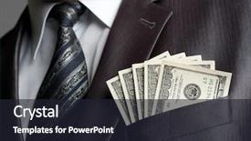  Presentation with earn money for shopping online - PPT theme having formalweare businessman with earned money background and a wine colored foreground