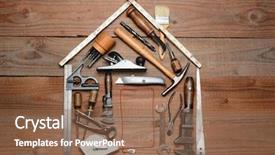  Presentation with wood tools - Colorful theme enhanced with shape of a house backdrop and a violet colored foreground