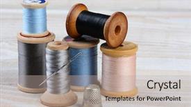 Presentation with needle - Audience pleasing presentation design consisting of formato para montajes - closeup of antique spools backdrop and a  colored foreground