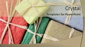  Presentation with tissue paper - PPT theme featuring formato para montajes - high angle closeup shot background and a soft green colored foreground