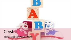  Presentation with baby blocks - Slide deck with formed by wood alphabet blocks background and a coral colored foreground