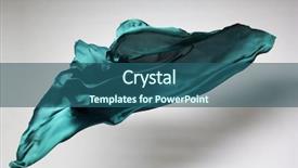  Presentation with fabric - PPT layouts having formed elements - green flying fabric - art background and a ocean colored foreground