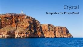  Presentation with lighthouse - Colorful PPT theme enhanced with formentera faro de la mola lighthouse view from sea backdrop and a light blue colored foreground