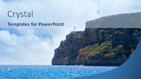  Presentation with lighthouse - Cool new PPT theme with formentera faro de la mola lighthouse view from sea backdrop and a sky blue colored foreground