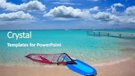  Presentation with footprints and sand beach - Cool new PPT layouts with formentera ibiza ses illetes beach backdrop and a  colored foreground