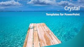  Presentation with pier at sunset - Slide set with formentera ses illetes beach pier background and a teal colored foreground