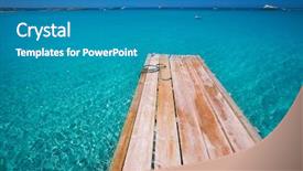  Presentation with pier at sunset - PPT theme consisting of formentera ses illetes beach pier background and a teal colored foreground