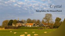  Presentation with world heritage - PPT theme with former-island-of-schokland-unesco background and a light blue colored foreground