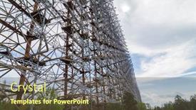  Presentation with chernobyl - Slide set with former military duga radar system in chernobyl exclusion zone ukraine background and a tawny brown colored foreground