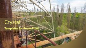  Presentation with radar - Colorful presentation design enhanced with former-military-duga-radar-system backdrop and a tawny brown colored foreground