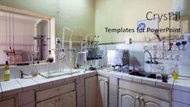  Presentation with laboratory - Slide set consisting of former-oenological-laboratory-in-argentina background and a mint green colored foreground