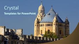  Presentation with land - PPT theme having formerly-known-as-abbey background and a ocean colored foreground