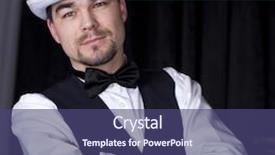  Presentation with creation of man - Presentation having formidable man in a white bowler hat background and a ocean colored foreground