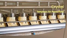  Presentation with factory machine - PPT layouts featuring forming machine at cheese food production factory background and a violet colored foreground