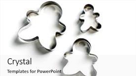 Presentation with white christmas - Slides with forming metal - metallic christmas cookie cutters set background and a white colored foreground