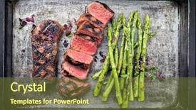  Presentation with roast beef - Audience pleasing slides consisting of forming metal - traditional barbecue dry aged sliced backdrop and a tawny brown colored foreground