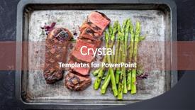  Presentation with roast beef - Presentation theme having forming metal - traditional barbecue dry aged sliced background and a red colored foreground