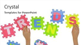  Presentation with hands and word volunteer - Audience pleasing slides consisting of forming word trends with jigsaw backdrop and a  colored foreground