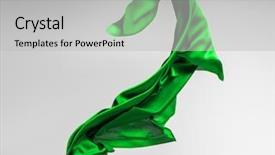  Presentation with green energy - PPT layouts consisting of forms energy - green flying fabric - art background and a light gray colored foreground