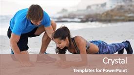  Presentation with strong - PPT theme having forms energy - strong athletic woman planking background and a coral colored foreground