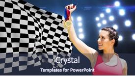  Presentation with checkered flag - Amazing slide set having formula 1 racing - composite image of athlete holding backdrop and a tawny brown colored foreground