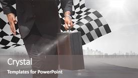  Presentation with checkered flag - Colorful theme enhanced with formula 1 racing - digital composite of business man backdrop and a gray colored foreground