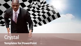  Presentation with checkered flag - PPT layouts featuring formula 1 racing - digital composite of business man background and a coral colored foreground