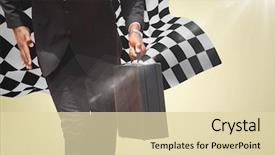  Presentation with checkered flag - Slides having formula 1 racing - digital composite of business man background and a lemonade colored foreground