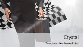  Presentation with checkered flag - PPT layouts with formula 1 racing - digital composite of business man background and a light gray colored foreground