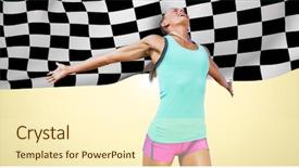  Presentation with checkered flag - Presentation theme featuring formula 1 racing - digital composite of female runner background and a cream colored foreground