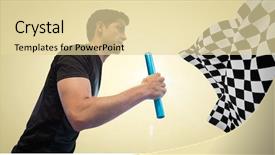  Presentation with checkered flag - Colorful theme enhanced with formula 1 racing - digital composite of relay runner backdrop and a blonde colored foreground