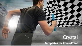  Presentation with checkered flag - Theme enhanced with formula 1 racing - digital composite of relay runner background and a dark gray colored foreground
