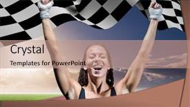  Presentation with checkered flag - Presentation theme with formula 1 racing - digital composition of athlete celebrating background and a coral colored foreground