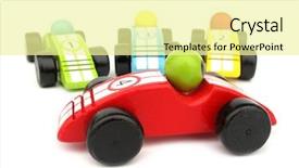  Presentation with cars - PPT theme enhanced with formula 1 racing - wooden toys race cars background and a blonde colored foreground