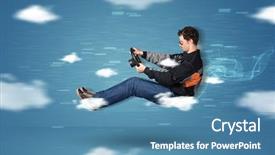  Presentation with vape concept smoke clouds - Audience pleasing slide set consisting of formula car - funny racedriver young man driving backdrop and a teal colored foreground