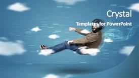  Presentation with driving - Colorful PPT layouts enhanced with formula car - funny racedriver young man driving backdrop and a teal colored foreground